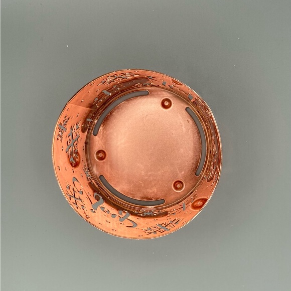 Joy And Snowflake Brilliant Copper Color Leaf THREE WICK CANDLE Holder - Picture 3 of 7